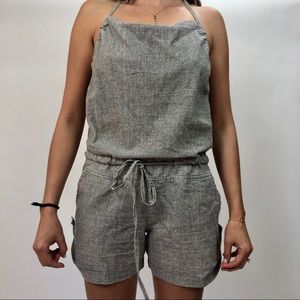 Vintage Gingham Backless Romper